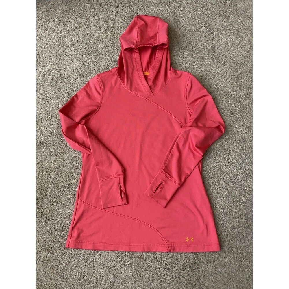 Under Armour Cross-Front Vibrant Pink Active Pullover Hoodie Thumb holes Women L